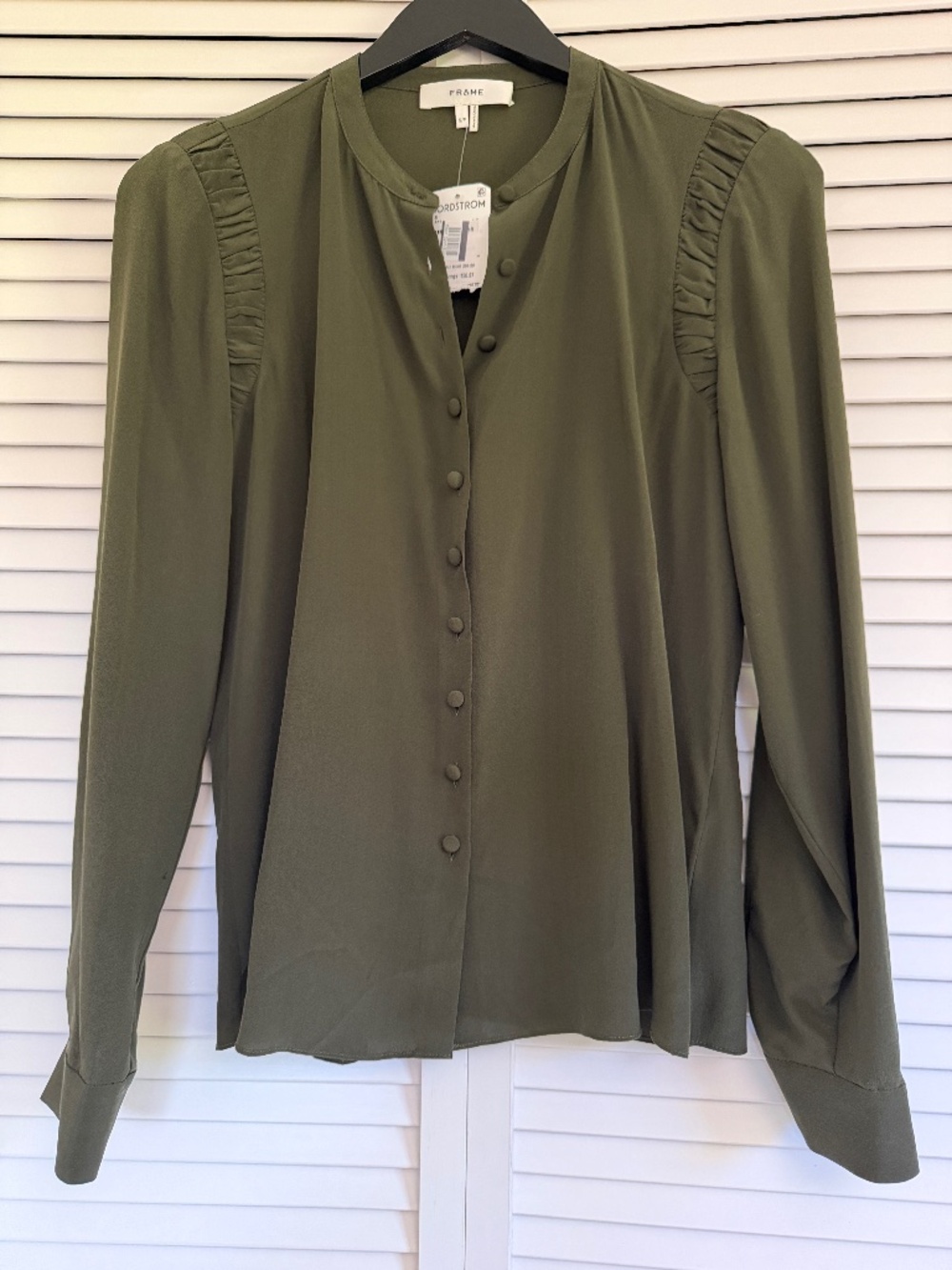 Frame Denim Silk Gathered Button up silk shirt